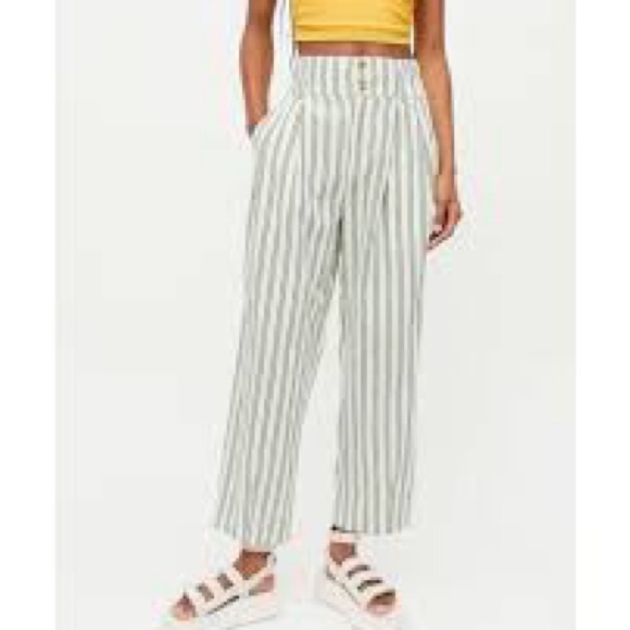 Urban Outfitters Pants - Urban Outfitters Sloan High Rise Tapered Linen Blend Crop Striped S
